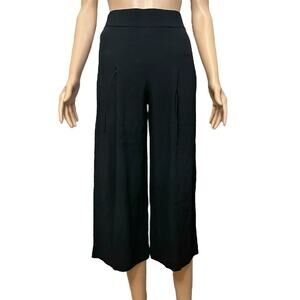 Wilfred Wide Leg Crop Pants XXS Black Pleated Waist Pull On Crepe Minimalist